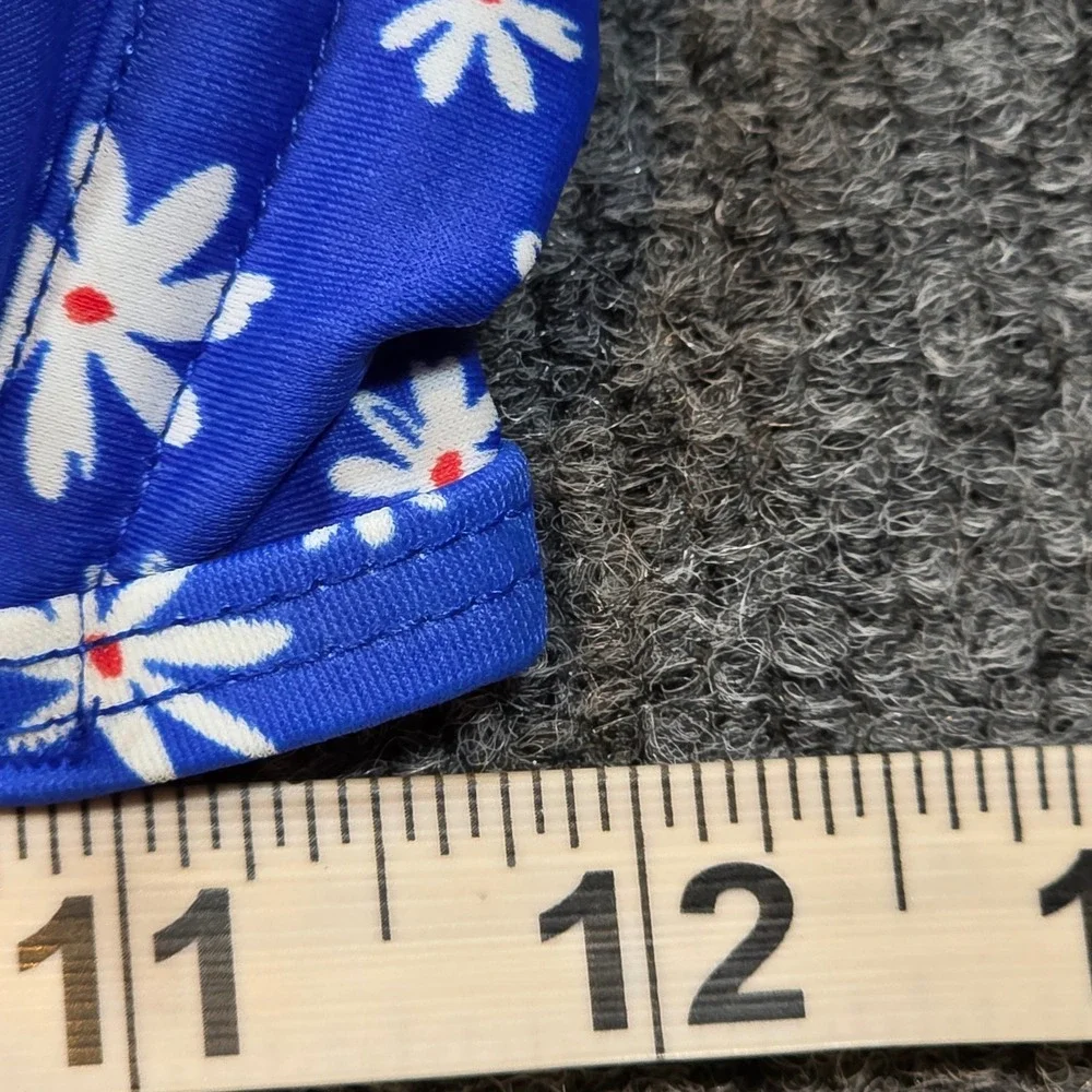 Blue Daisy M Floral Print Bikini‎ Top Ruched Front Tie Bralette Swimwear Womens